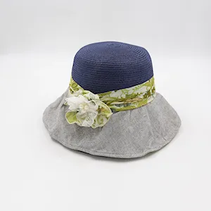 کلاه باکت حصیری کلوش لبه پارچه ای