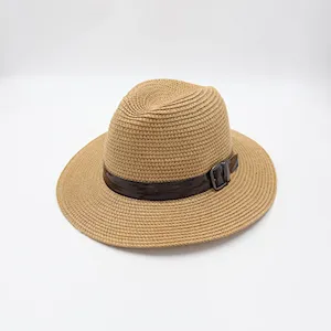 کلاه ساحلی حصیری کمربند دار سگک فلزی درشت