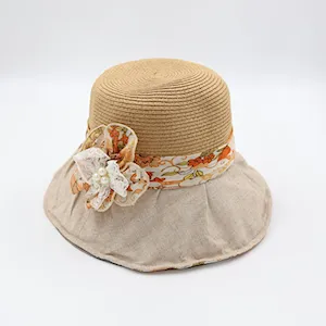 کلاه باکت حصیری کلوش لبه پارچه ای