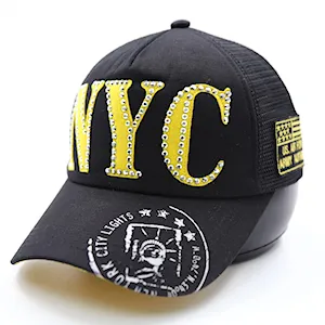 کلاه بیسبالی کتان پشت تورNYC نقاب چاپی