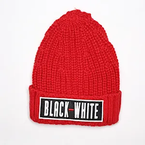 کلاه بافت آکرلیک لبه برگرد تکه دوزی Black-White